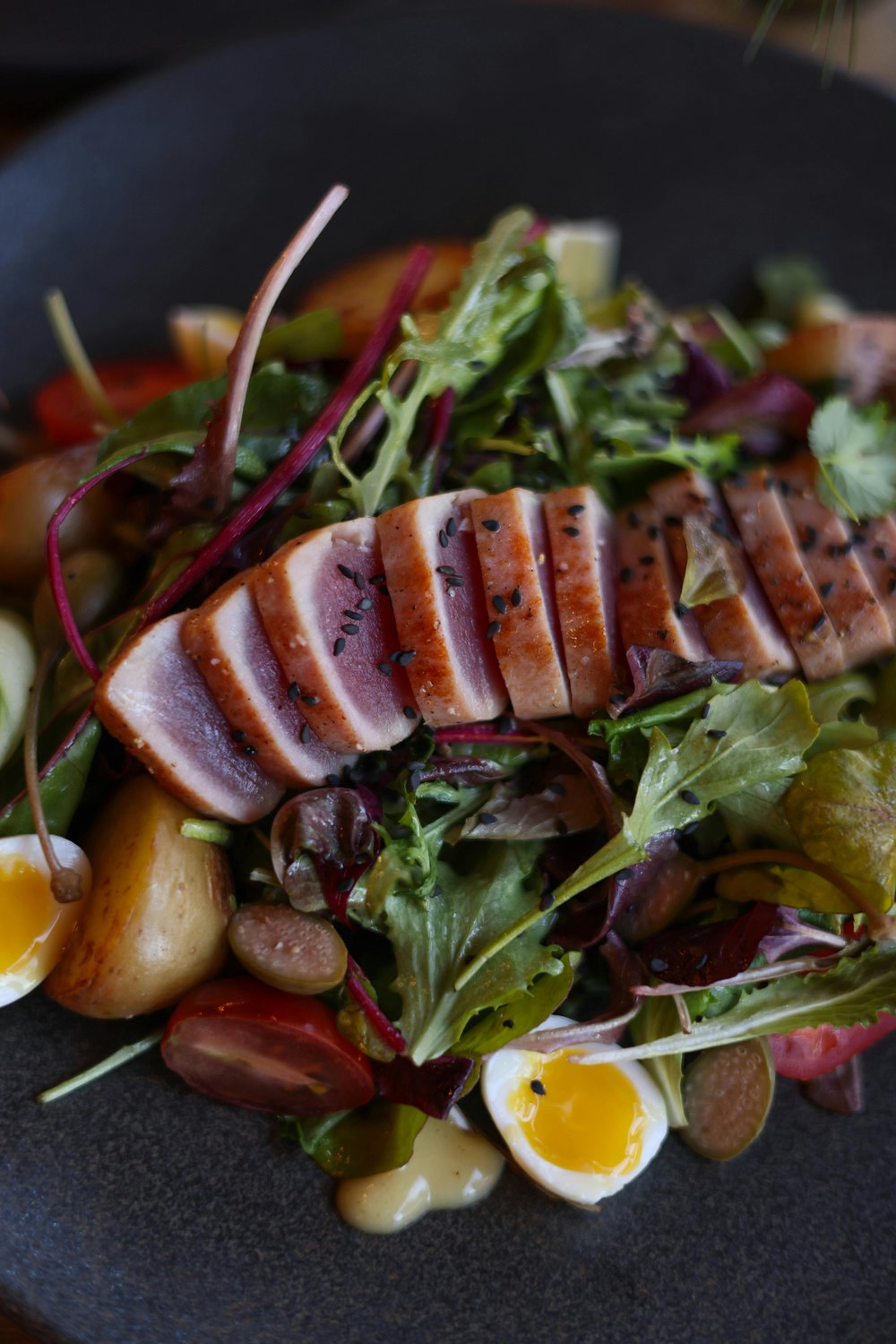 Ensalada niçoise (atún, huevo y judías verdes) catering Bocaditos Marlene Mataró